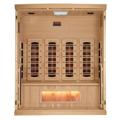 Golden Designs 4-Person Full Spectrum PureTech™ Near Zero EMF Infrared Sauna with Himalayan Salt Bar | Model: GDI-8040-03
