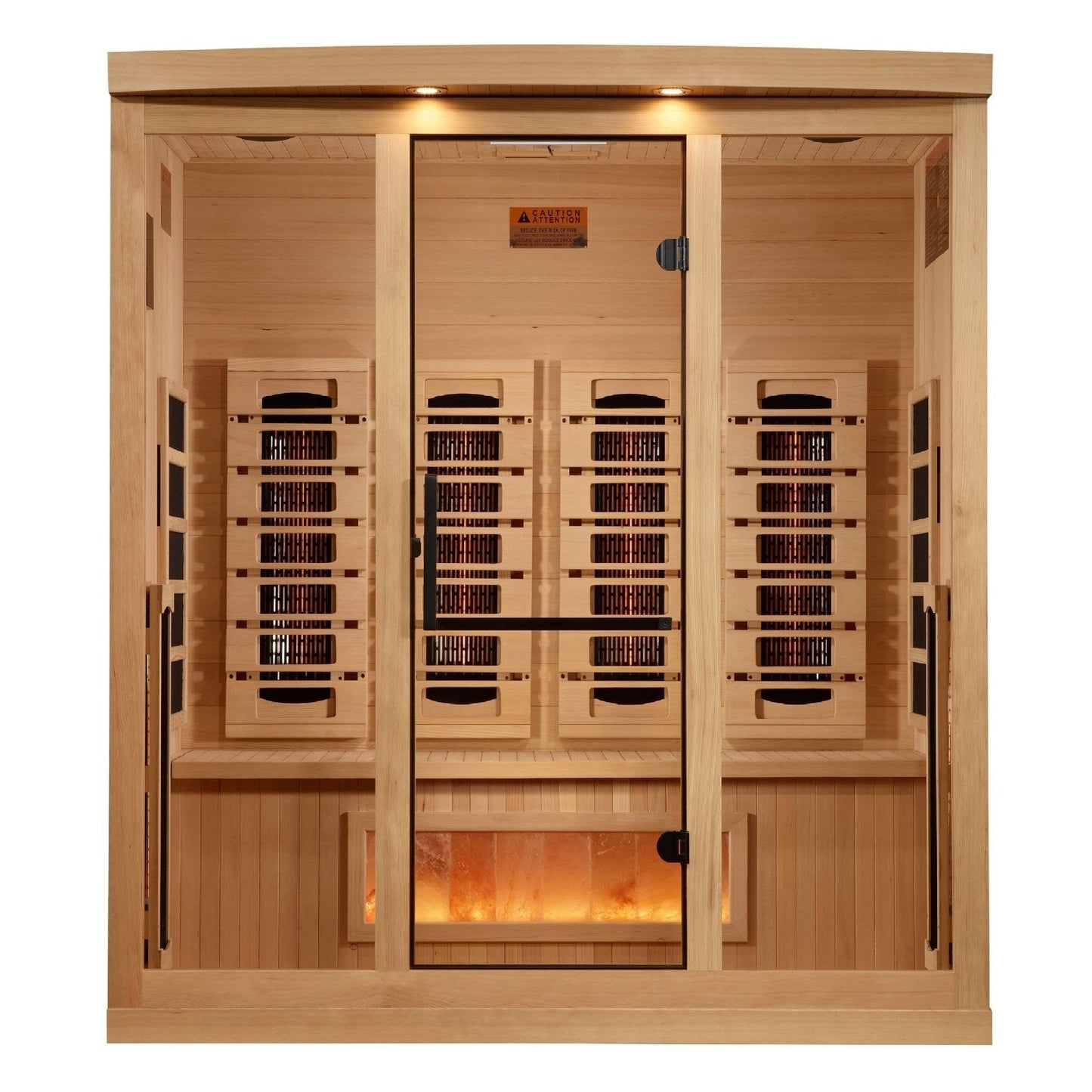 Golden Designs 4-Person Full Spectrum PureTech™ Near Zero EMF Infrared Sauna with Himalayan Salt Bar | Model: GDI-8040-03