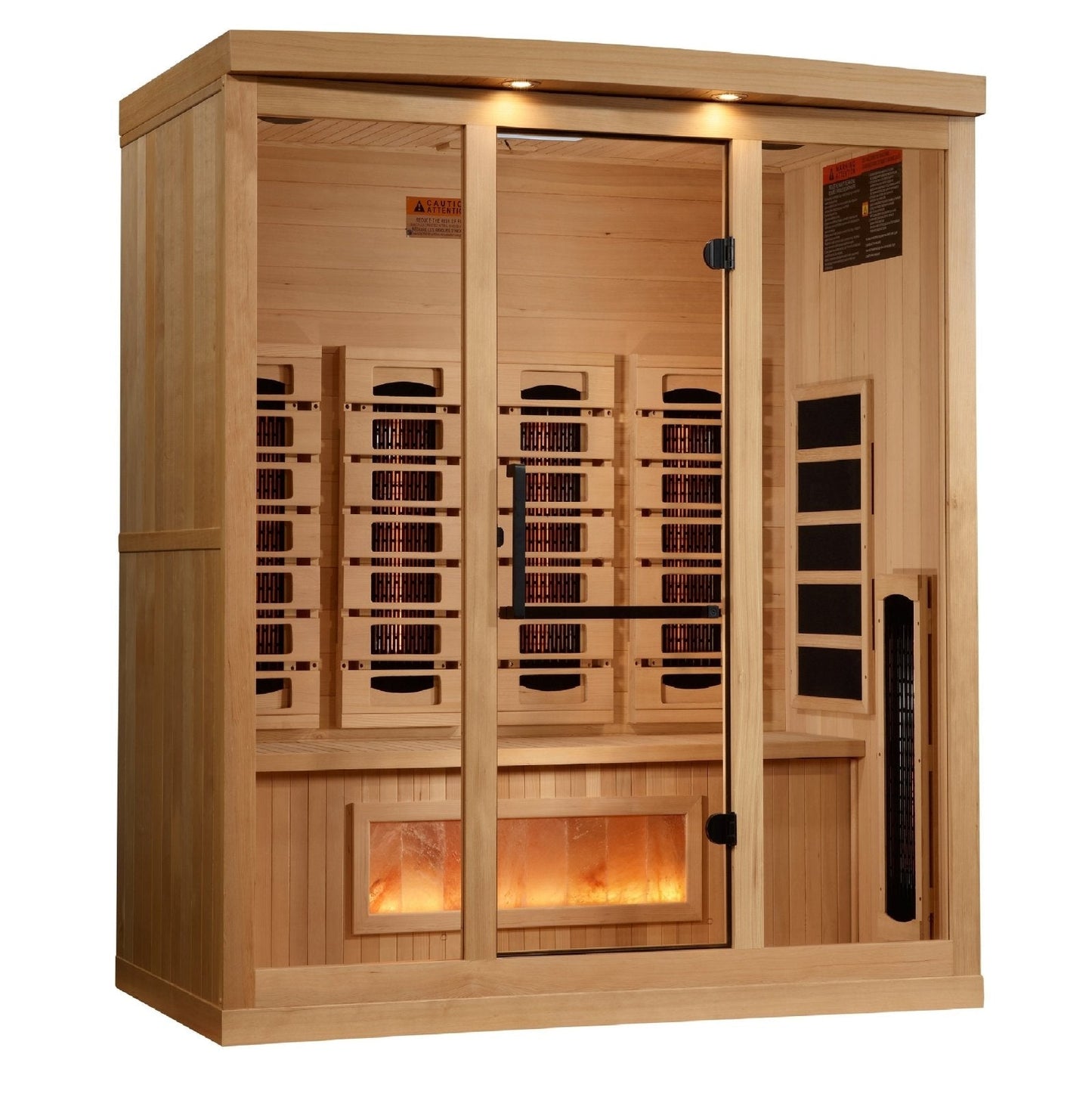 Golden Designs 4-Person Full Spectrum PureTech™ Near Zero EMF Infrared Sauna with Himalayan Salt Bar | Model: GDI-8040-03