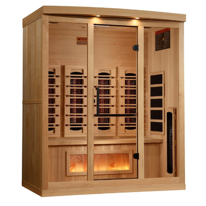 Golden Designs 4-Person Full Spectrum PureTech™ Near Zero EMF Infrared Sauna with Himalayan Salt Bar | Model: GDI-8040-03