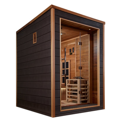 Golden Designs "Nora" 2-Person Indoor/Outdoor Hybrid Sauna — Full Spectrum PureTech™ | Model: GDI-8222-01