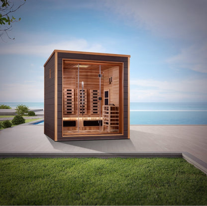 Golden Designs "Visby" 3-Person Indoor/Outdoor Hybrid Sauna — Full Spectrum PureTech™ | GDI-8223-01