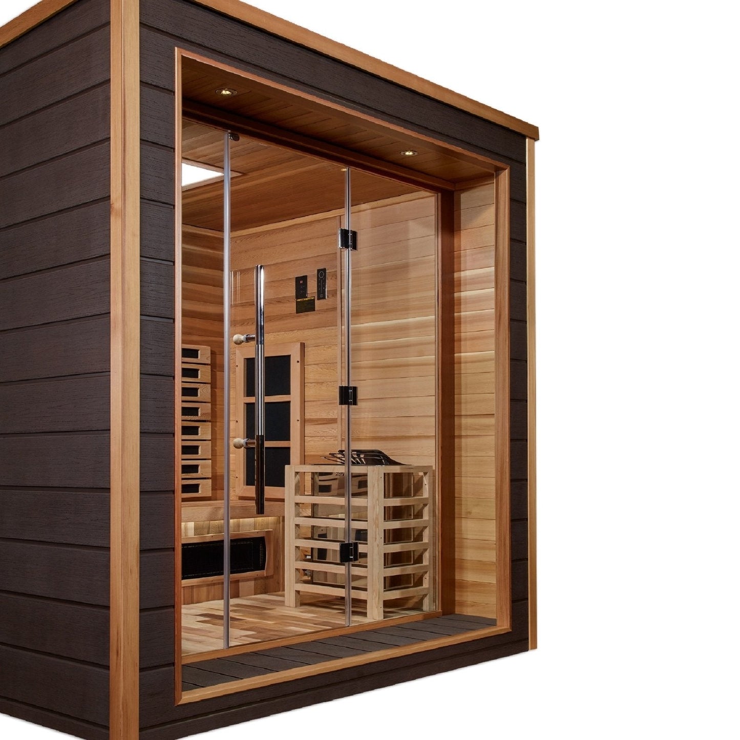 Golden Designs "Visby" 3-Person Indoor/Outdoor Hybrid Sauna — Full Spectrum PureTech™ | GDI-8223-01