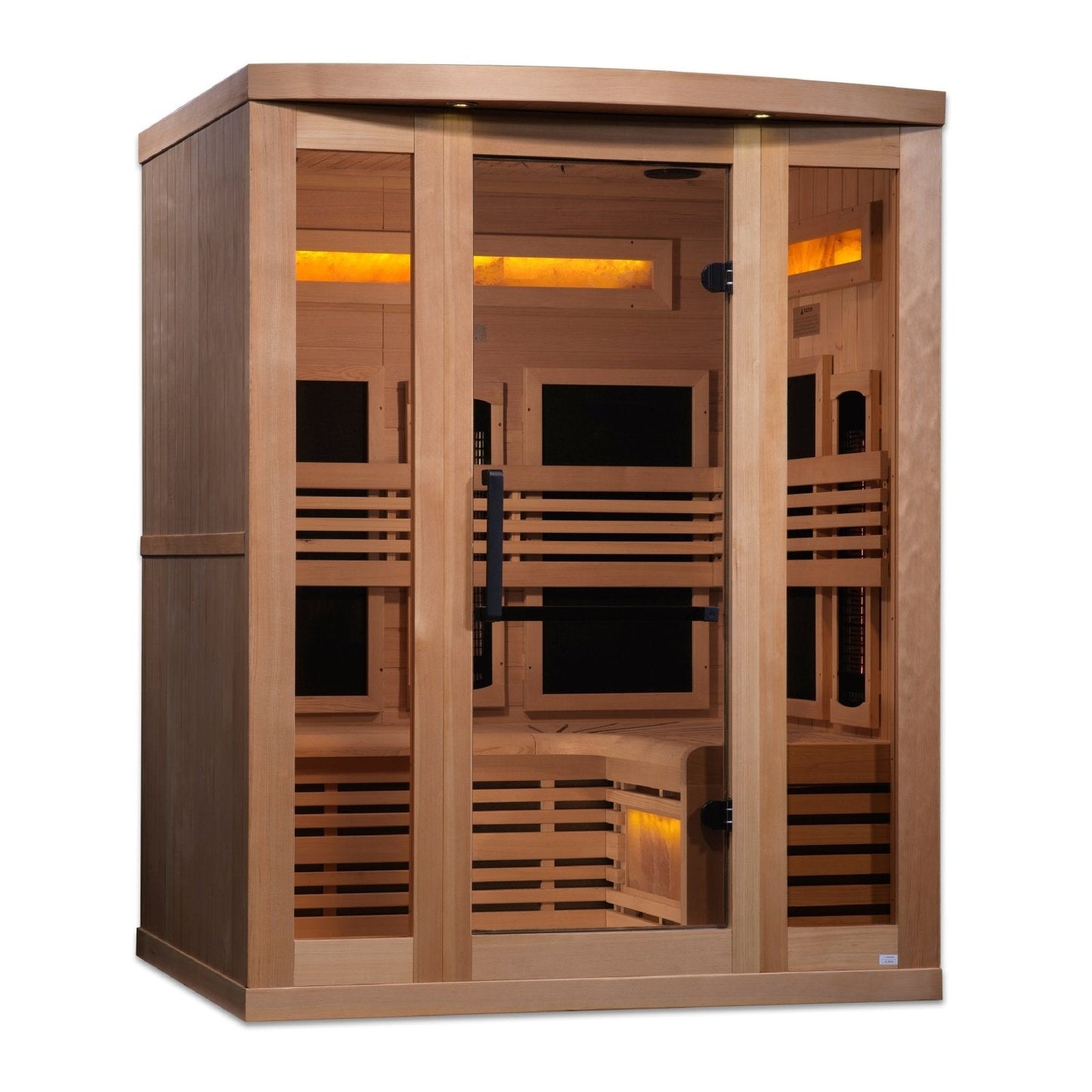Golden Designs 3-Person Full Spectrum PureTech™ Near Zero EMF Infrared Sauna with Himalayan Salt Bar | Model: GDI-8230-01