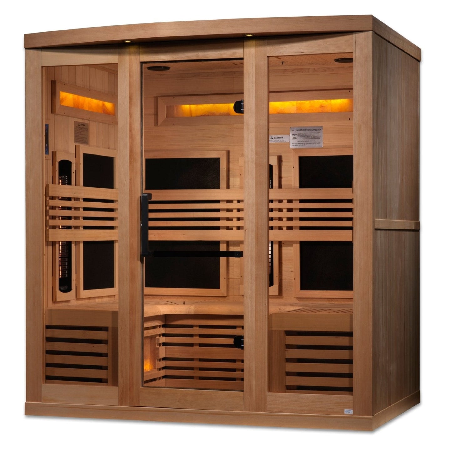 Golden Designs 6-Person Full Spectrum PureTech™ Near Zero EMF Infrared Sauna with Himalayan Salt Bar | Model: GDI-8260-01