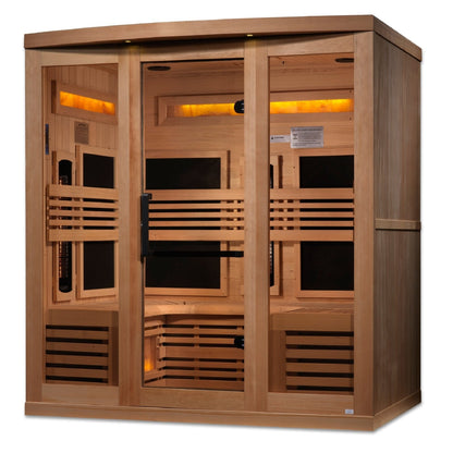 Golden Designs 6-Person Full Spectrum PureTech™ Near Zero EMF Infrared Sauna with Himalayan Salt Bar | Model: GDI-8260-01
