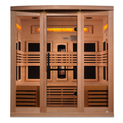 Golden Designs 6-Person Full Spectrum PureTech™ Near Zero EMF Infrared Sauna with Himalayan Salt Bar | Model: GDI-8260-01