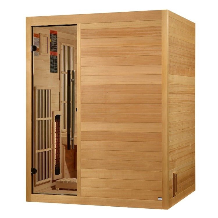 Golden Designs "Soria" 3-Person Hybrid Sauna — Infrared & Traditional Steam with Himalayan Salt Bar (Canadian Hemlock) | Model: GDI-8330-01