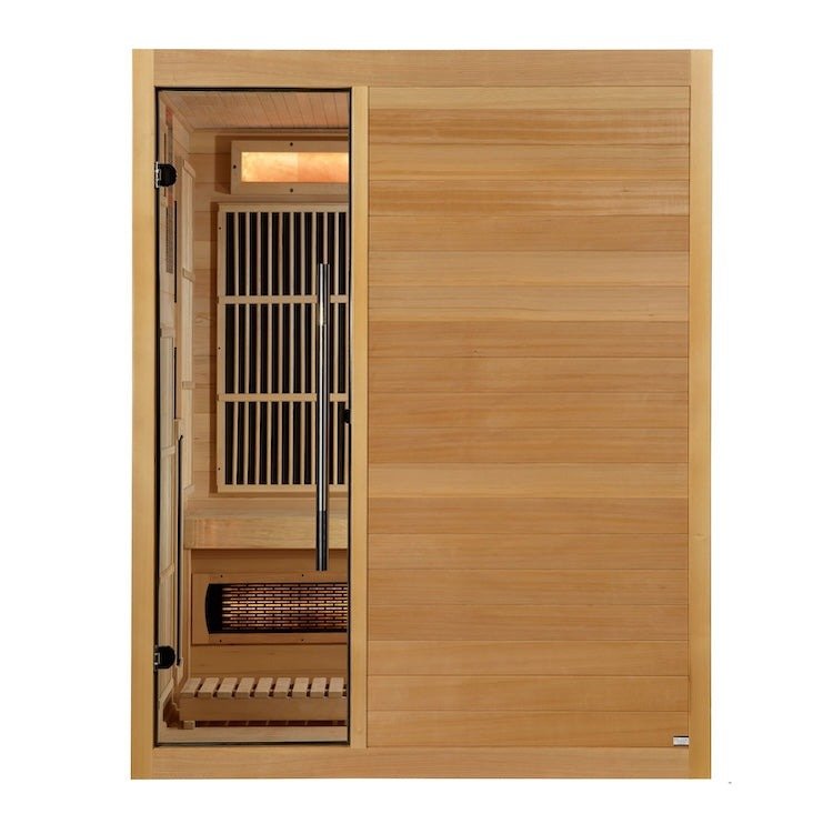 Golden Designs "Soria" 3-Person Hybrid Sauna — Infrared & Traditional Steam with Himalayan Salt Bar (Canadian Hemlock) | Model: GDI-8330-01