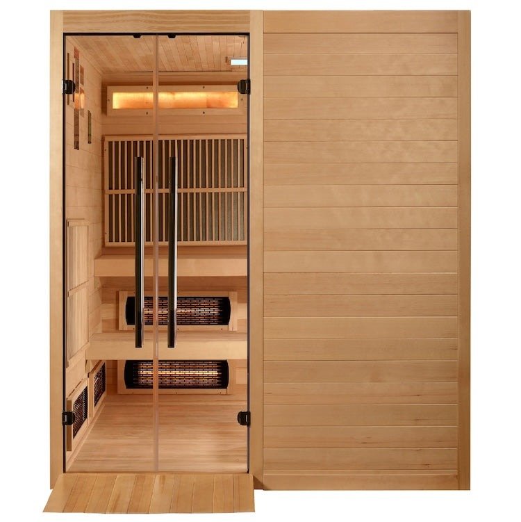 Golden Designs "Toledo" 6-Person Hybrid Infrared & Traditional Sauna with Himalayan Salt Bar (Canadian Hemlock) | Model: GDI-8360-01
