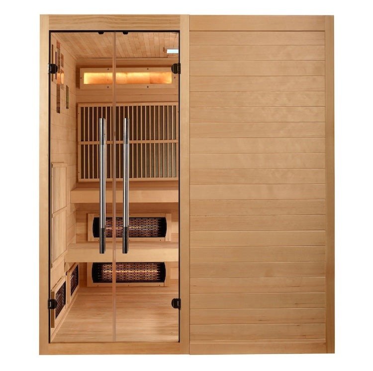 Golden Designs "Toledo" 6-Person Hybrid Infrared & Traditional Sauna with Himalayan Salt Bar (Canadian Hemlock) | Model: GDI-8360-01