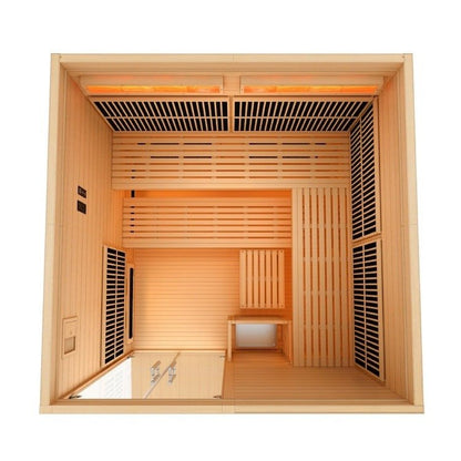 Golden Designs "Toledo" 6-Person Hybrid Infrared & Traditional Sauna with Himalayan Salt Bar (Canadian Hemlock) | Model: GDI-8360-01