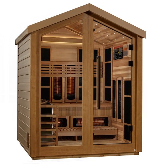 Golden Designs "Loviisa" 3-Person Outdoor PureTech™ Full Spectrum Hybrid Sauna (All-Weather Exterior, Red Cedar Interior) | GDI-8523-01