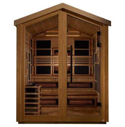 Golden Designs "Kaskinen" 6-Person Outdoor PureTech™ Full Spectrum Hybrid Sauna (All-Weather Exterior, Red Cedar Interior) | GDI-8526-01