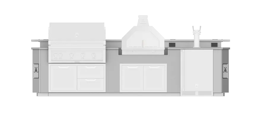 Hestan 12"Foot, With Grill, Outdoor Living Suite with Campania Pizza Oven™ with Beer Dispenser and Bar (SS Countertop) - GESDBC12