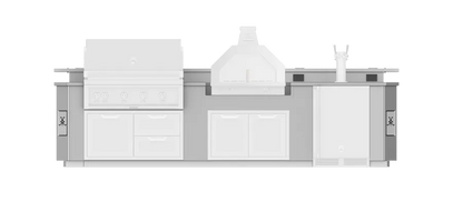 Hestan 12"Foot, With Grill, Outdoor Living Suite with Campania Pizza Oven™ with Beer Dispenser and Bar (SS Countertop) - GESDBC12