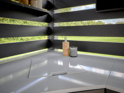 Langston | Covered Appliance-Ready Outdoor Kitchen with Refrigerator & Sink