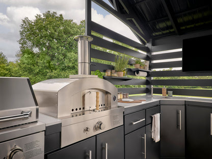 Langston | Covered Walk-In Outdoor Kitchen with Built-In Grill & Pizza Oven