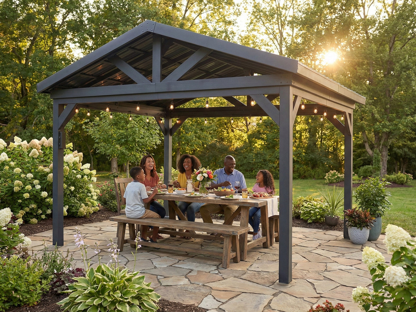 Lancaster | 18x14 Steel Gazebo with Gable Roof