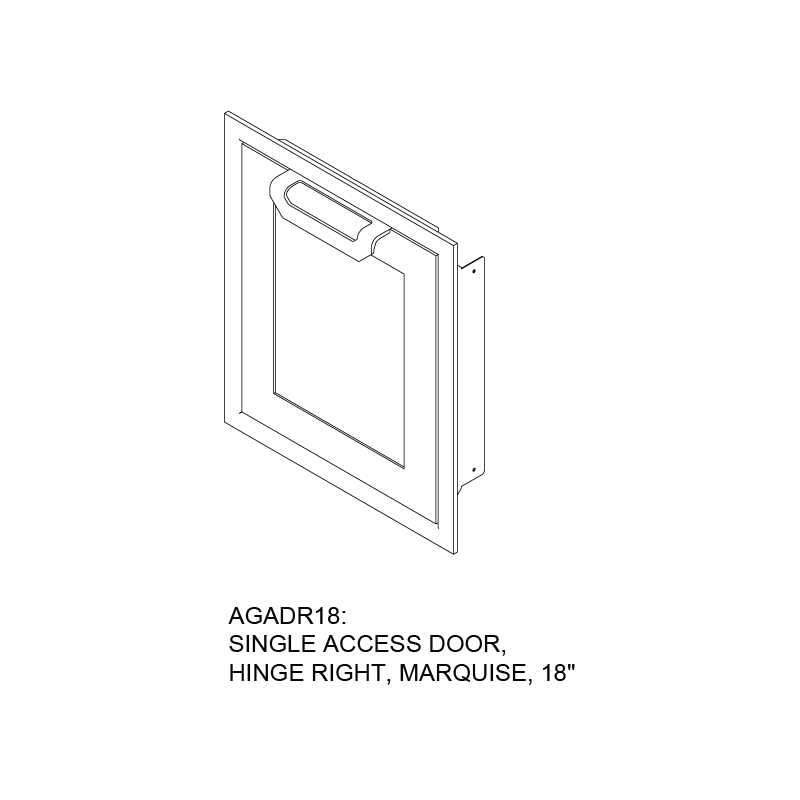 Hestan 18″ Hinged Left With Marquise, Outdoor Single Access Door - AGADL18