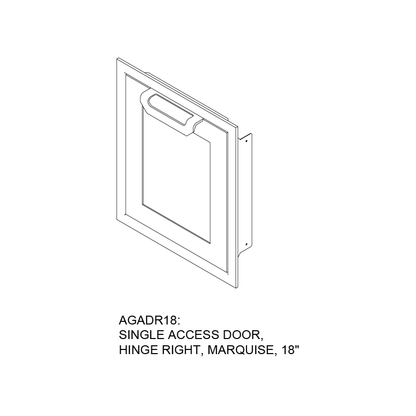 Hestan 18″ Hinged Right With Marquise, Outdoor Single Access Door - AGADR18