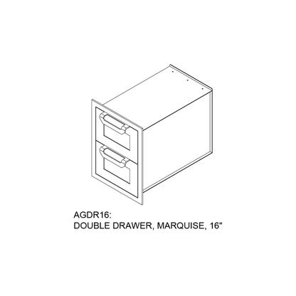 Hestan 16″ Assy With Marquise, Outdoor Double Storage Drawers - AGDR16