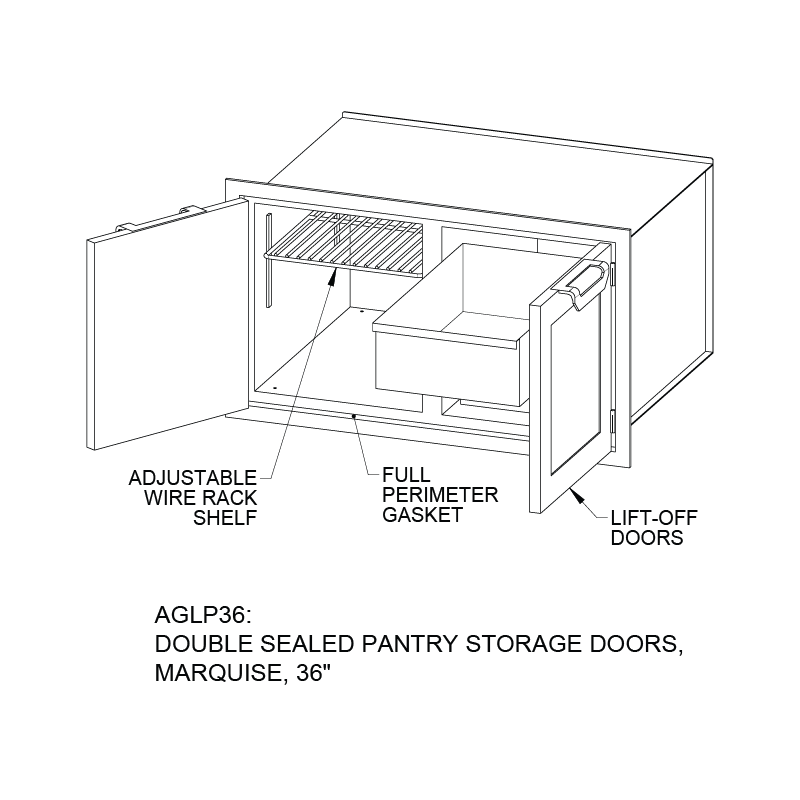 Hestan 36″ Marquise With Outdoor Double Sealed Pantry Storage Door - AGLP36