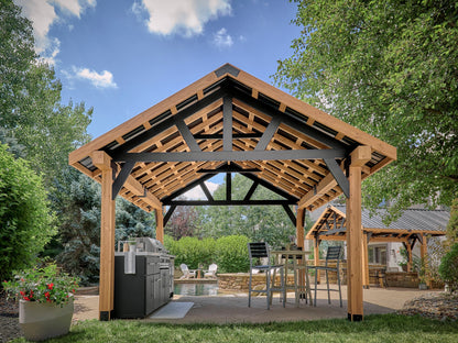 Lodge | 14x12 Cedar and Steel Gazebo with Steel Roof