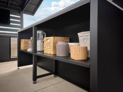 Langston | Covered Appliance-Ready Outdoor Kitchen with Refrigerator & Sink