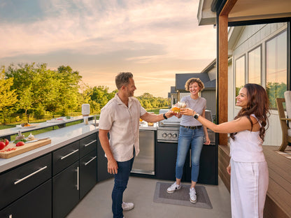 Emory | Corner Outdoor Kitchen Island with Bar Seating & Built-In Grill – Right