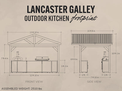 Lancaster | Galley Outdoor Kitchen with Built-In Grill & Pizza Oven