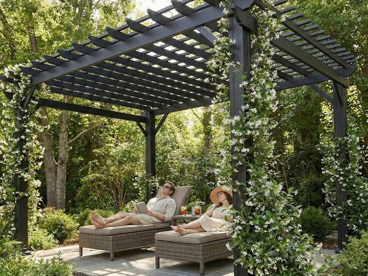 Stratford | 12x10 Steel Pergola – Black