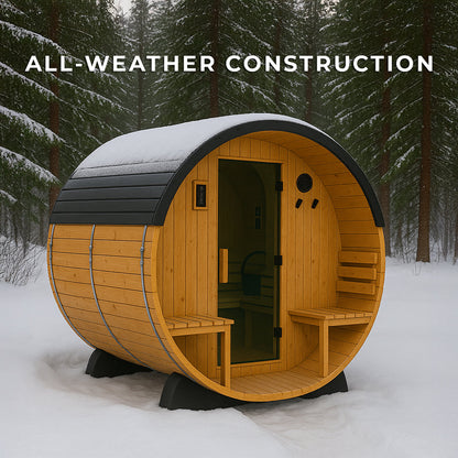 Paxton Outdoor Barrel Sauna with Porch – 2-4 Person