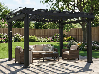 Stratford | 12x10 Steel Pergola – Black