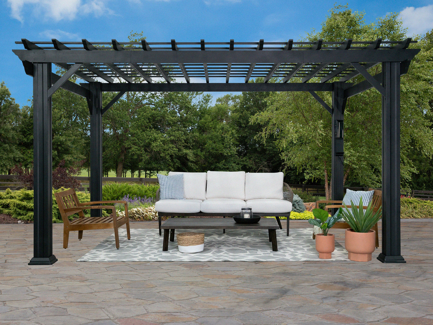 Stratford | 12x10 Steel Pergola – Black