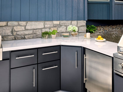 Emory | Corner Outdoor Kitchen Island with Built-In Grill & Pizza Oven