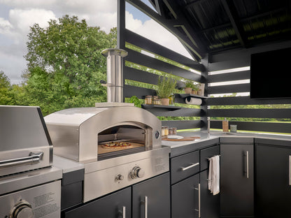 Langston | Covered Walk-In Outdoor Kitchen with Built-In Grill & Pizza Oven