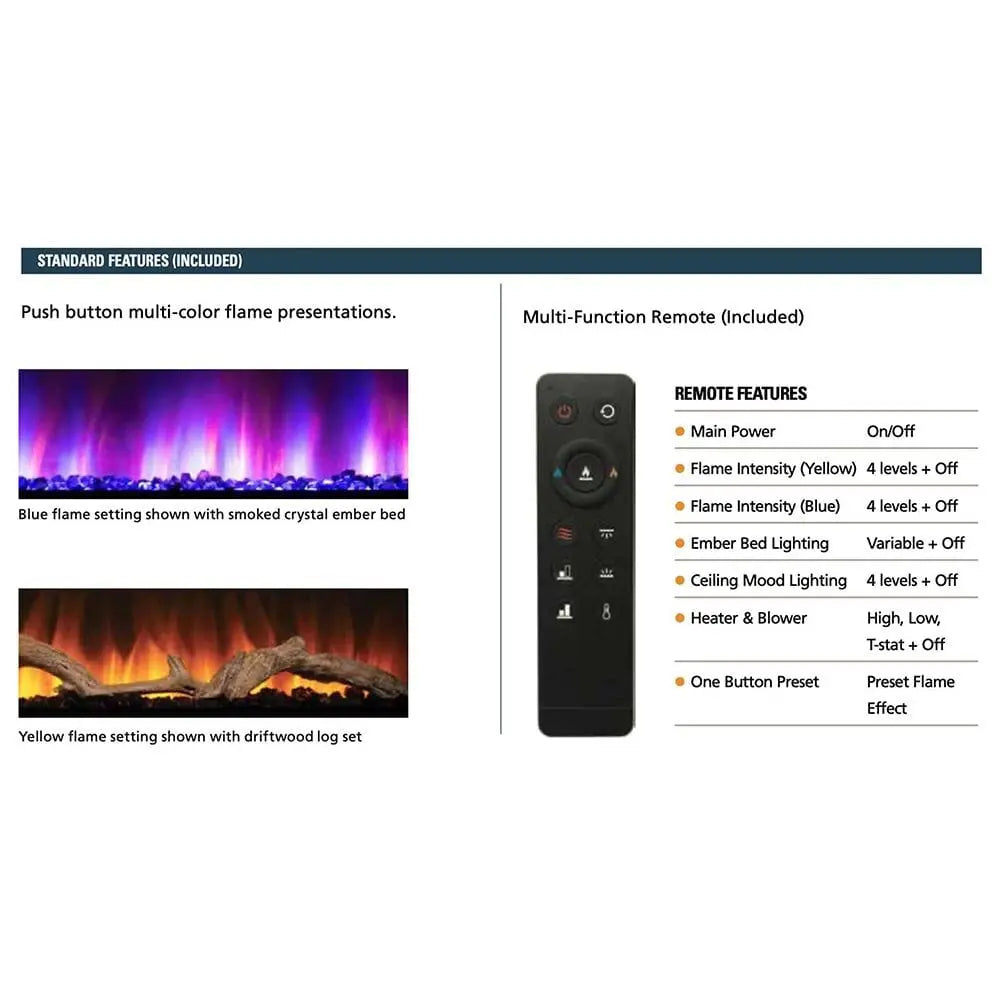Superior Electric Fireplace ERL3000 Built-In Driftwood Logs Smoked Crystal Embers ER3000