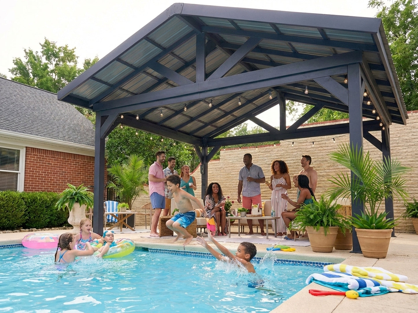 Lancaster | 14x14 Steel Gazebo with Gable Roof