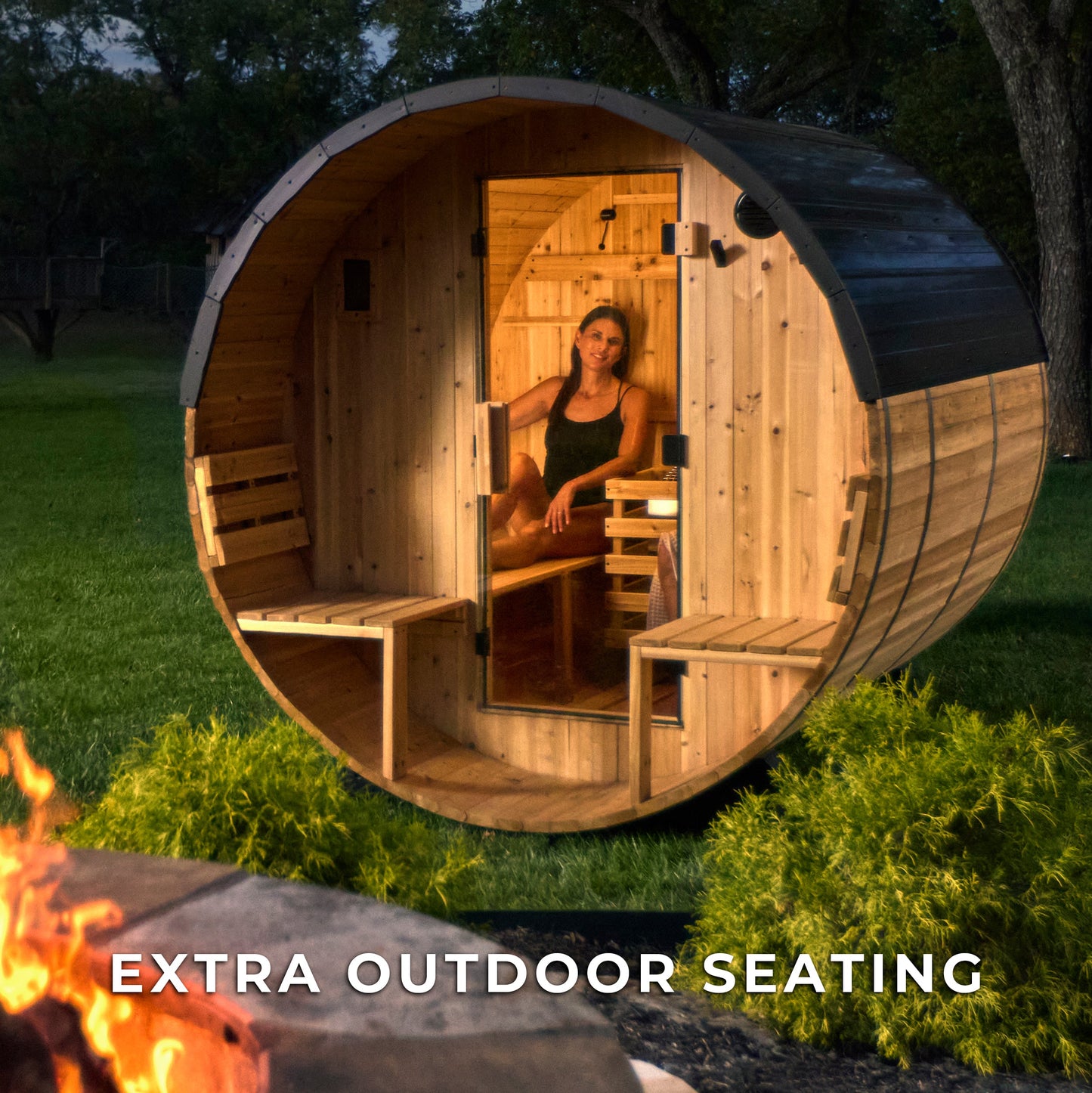 Paxton Outdoor Barrel Sauna with Porch – 2-4 Person