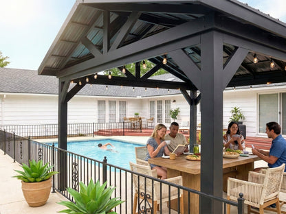 Lancaster | 16x14 Steel Gazebo with Gable Roof