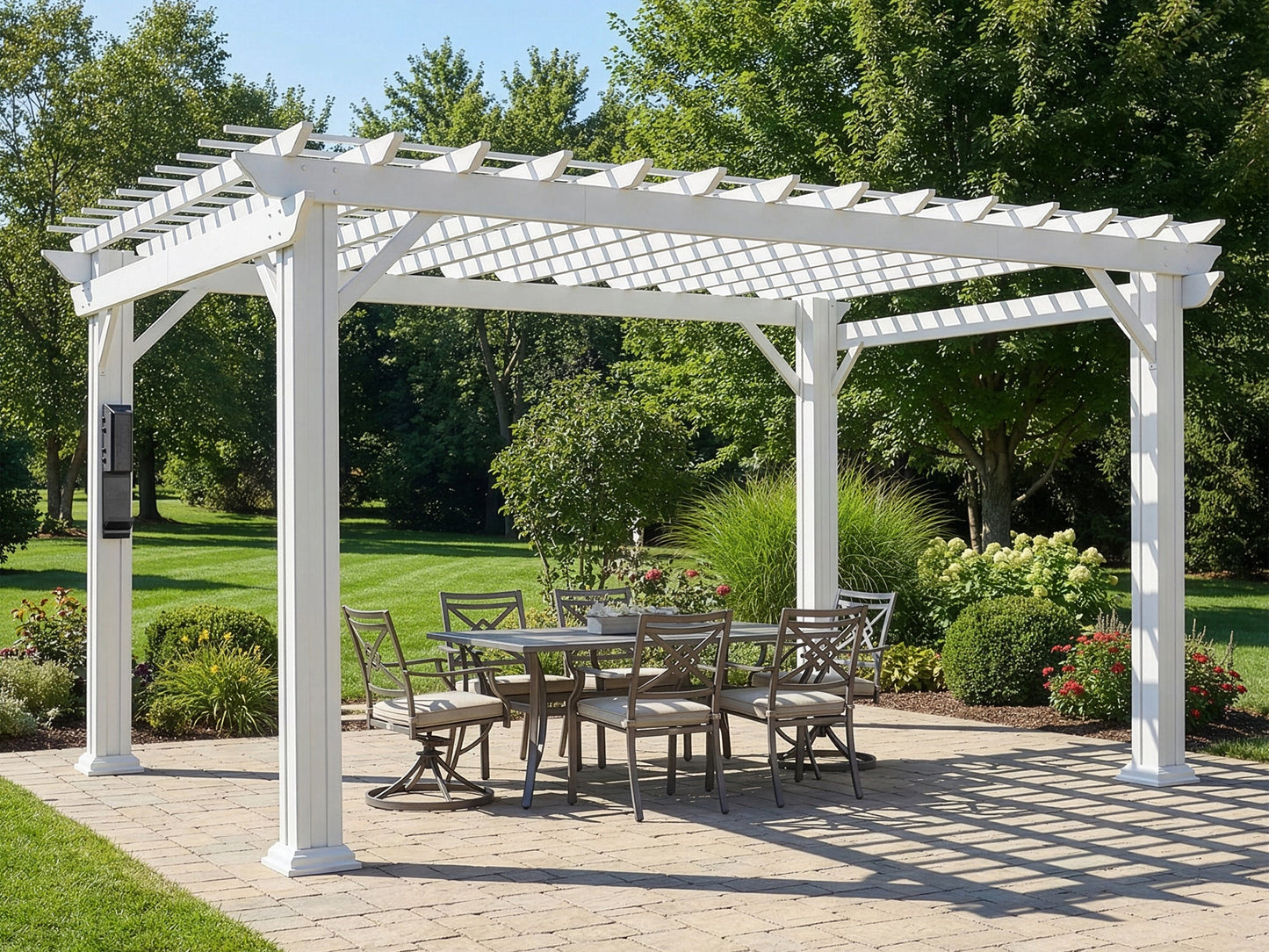 Stratford | 14x10 Steel Pergola – White