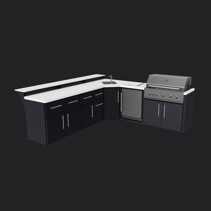 Emory | Corner Outdoor Kitchen Island with Bar Seating & Built-In Grill – Right