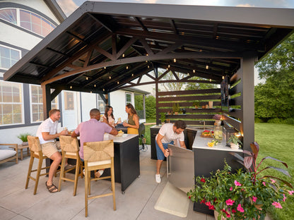 Langston | Covered Appliance-Ready Outdoor Kitchen with Refrigerator & Sink