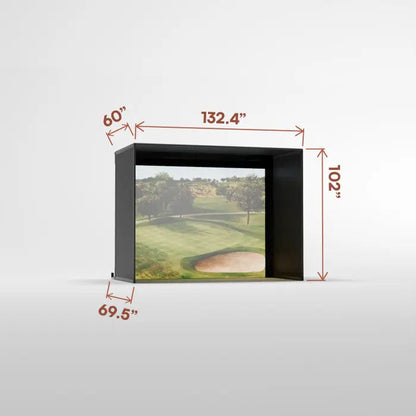 Carl's Place PRO Golf Simulator Enclosure Kit with High-Contrast Gray Impact Screen 8'H × 10.5'W × 5'D | Model: pgec2-gp-8x10-5x5