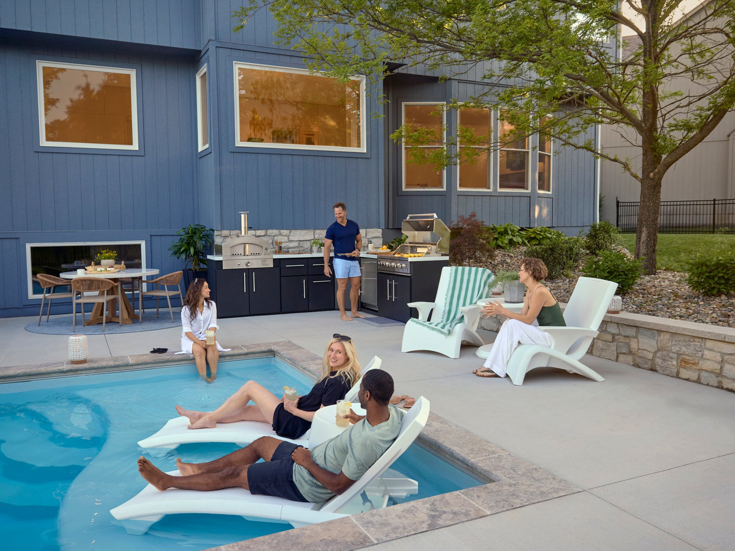 Emory | Corner Outdoor Kitchen Island with Built-In Grill & Pizza Oven