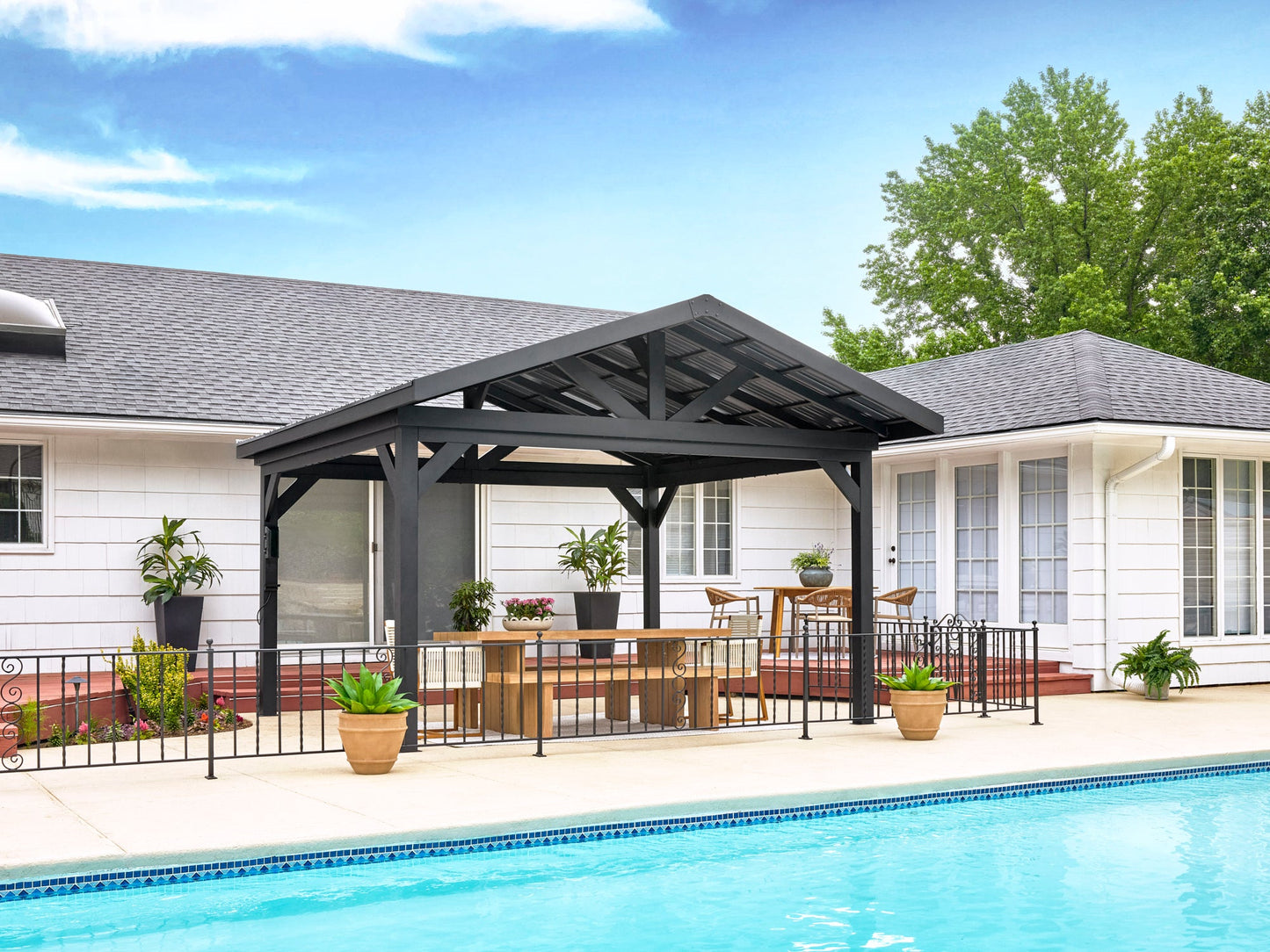 Lancaster | 14x14 Steel Gazebo with Gable Roof