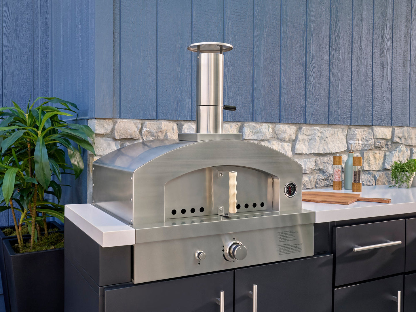 Emory | Corner Outdoor Kitchen Island with Built-In Grill & Pizza Oven
