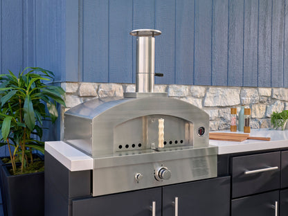 Emory | Corner Outdoor Kitchen Island with Built-In Grill & Pizza Oven