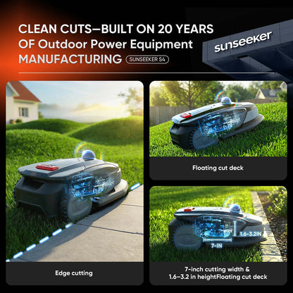 Sunseeker S4 LiDAR Robot Lawn Mower with Blade Kit — Wire-Free, 0.25 Acre